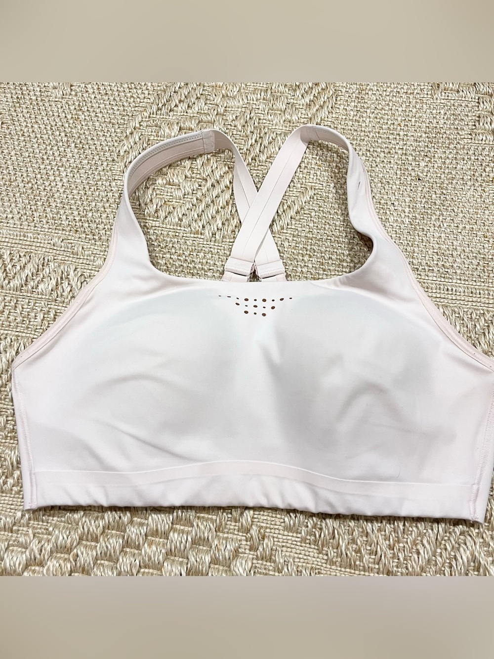 Athleta Phenomena Blush Light Pink Crisscross Sports Bra women’s size 34 D